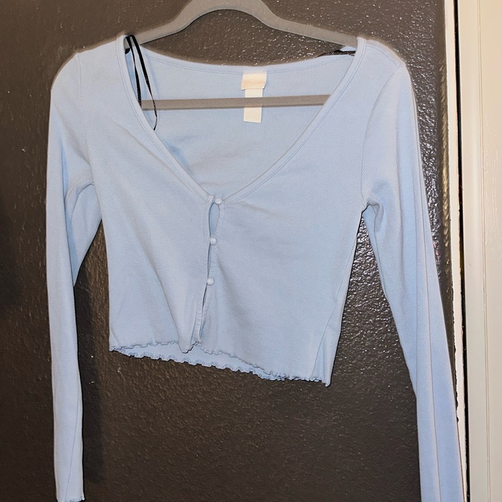 Baby blue cropped long sleeve